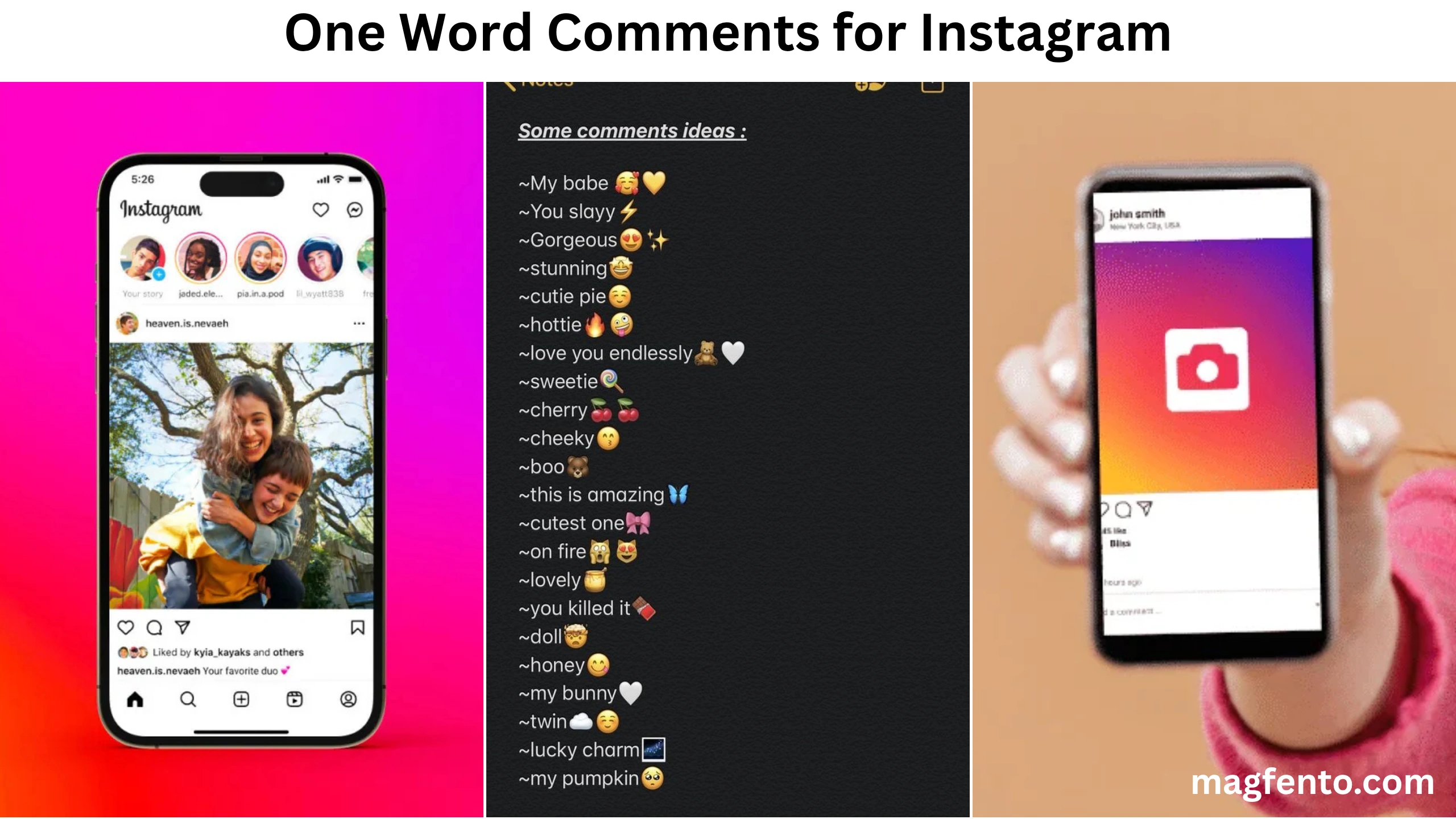 one word comments for Instagram